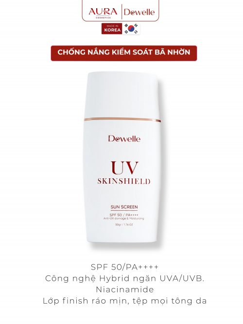 Kem chống nắng kiểm soát bã nhờn Dewelle UV SkinShield SPF 50 PA++++.