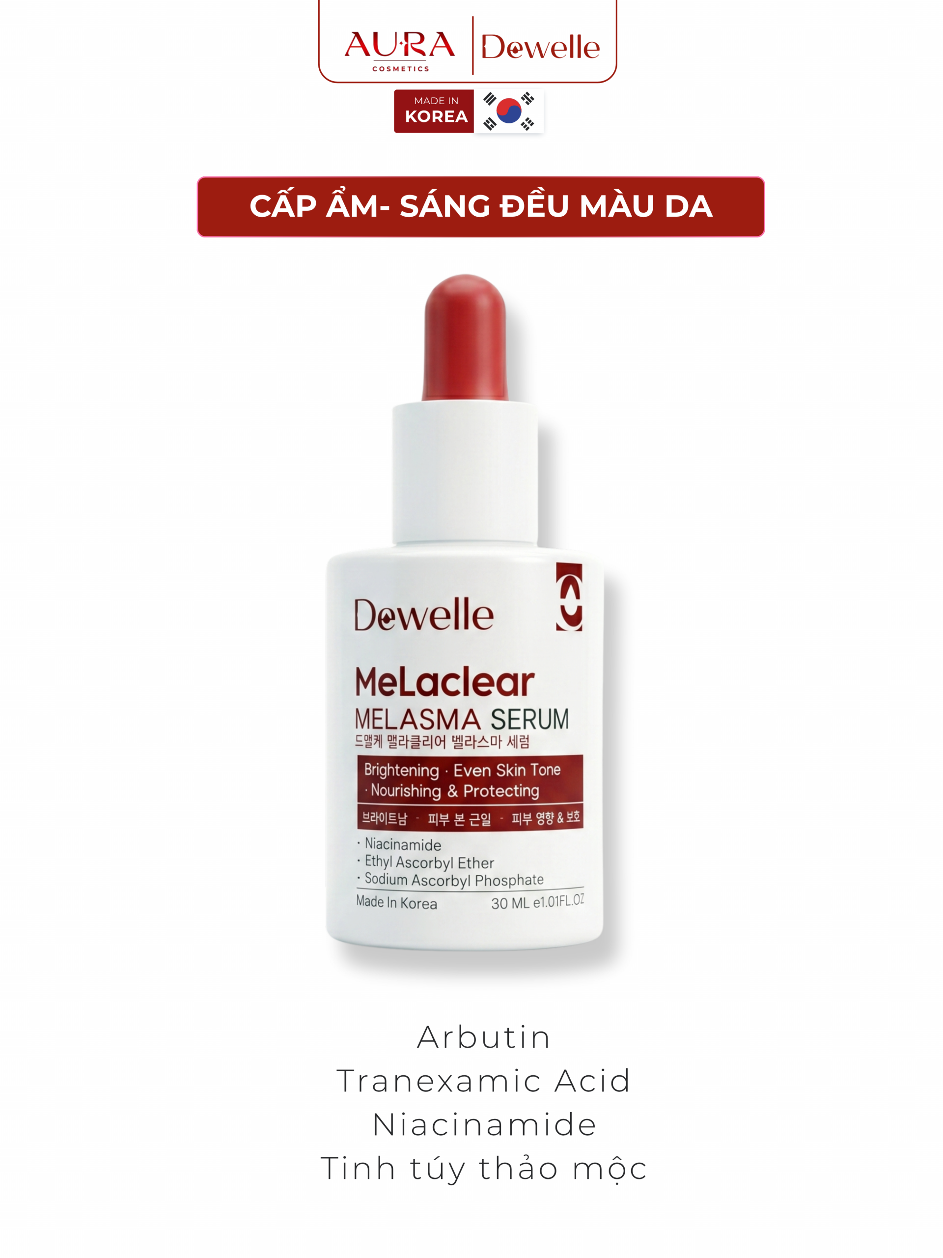 Serum tinh chất hỗ trợ làm mờ sạm nám dưỡng sáng da Dewelle Melaclear Melasma.